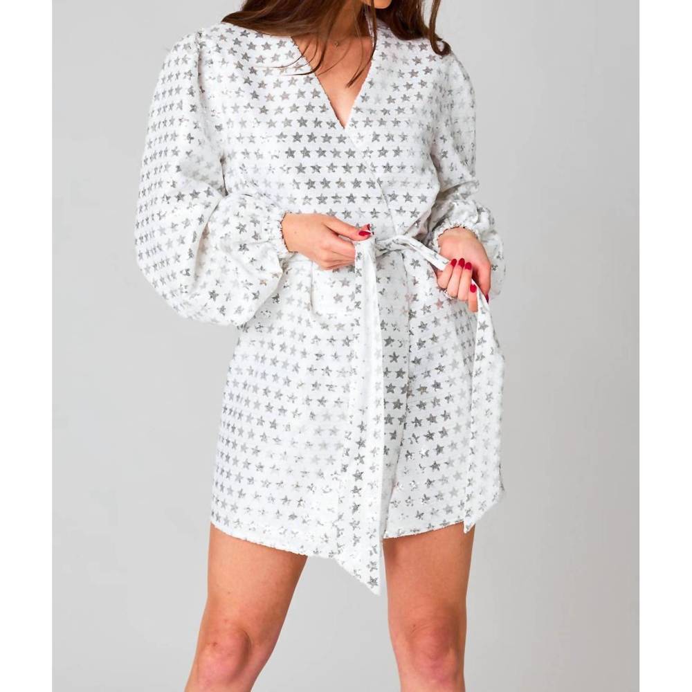 NEW BUDDYLOVE adeline starlet wrap dress in white/silver
